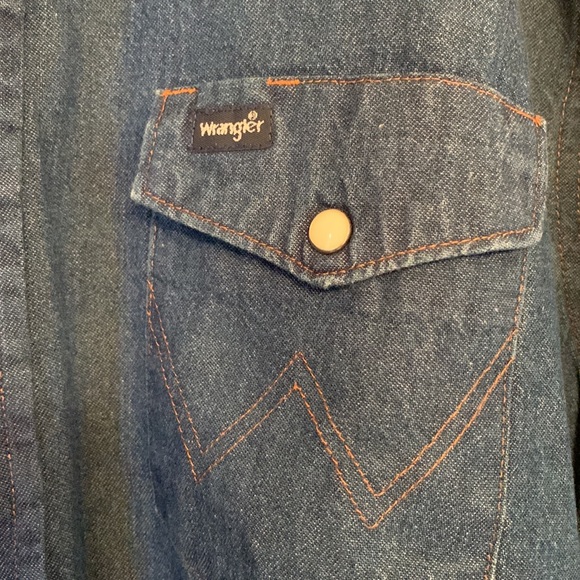 Wrangler Western denim cowboy shirt XL XXL 17.5-36 - Picture 3 of 6